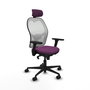 PIQUERAS Y CRESPO Silla de oficina Jorquera con mecanismo Sincro, Similpiel Morado y Malla Blanca