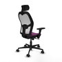 PIQUERAS Y CRESPO Silla de oficina Jorquera con mecanismo Sincro, Similpiel Morado y Malla Blanca