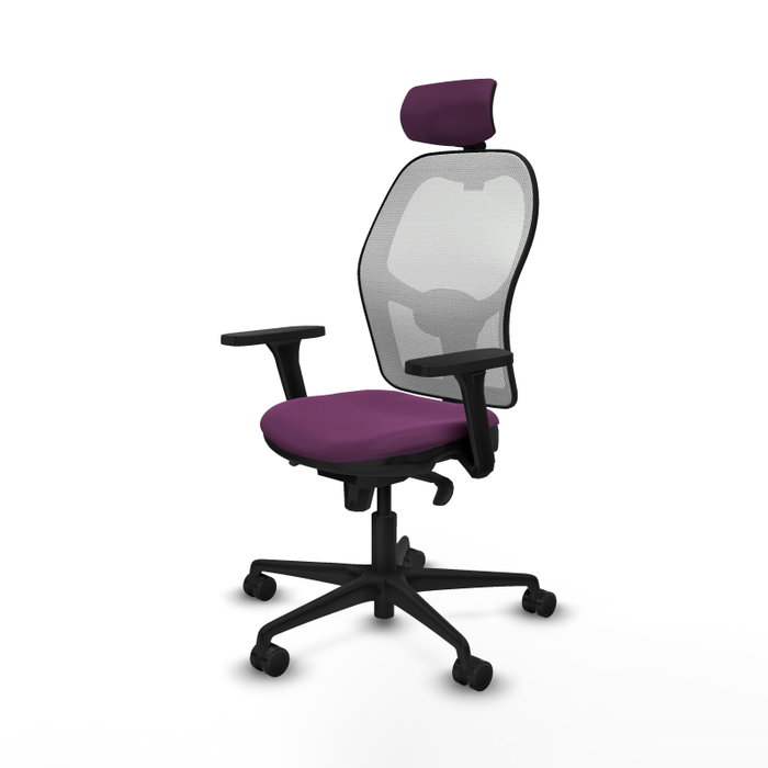 PIQUERAS Y CRESPO Silla de oficina Jorquera con mecanismo Sincro, Similpiel Morado y Malla Blanca