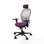 PIQUERAS Y CRESPO Silla de oficina Jorquera con mecanismo Sincro, Similpiel Morado y Malla Blanca