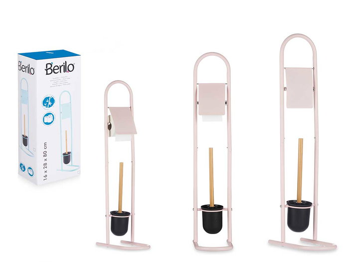 Berilo Portarrollo Escobilla Metal Bambú Rosa 16x28.5x80.8 cm (Set de 4) Berilo Portarrollo Escobilla Metal Bambú Rosa 16x28.5x80.8 cm (Set de 4)