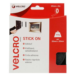 VELCRO Cinta de velcro autoadhesiva gancho y bucle 20mm x 5m Negro