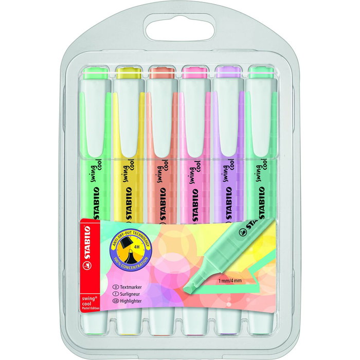Stabilo Swing Cool Pastel Surtido de 6 Marcadores Fluorescentes