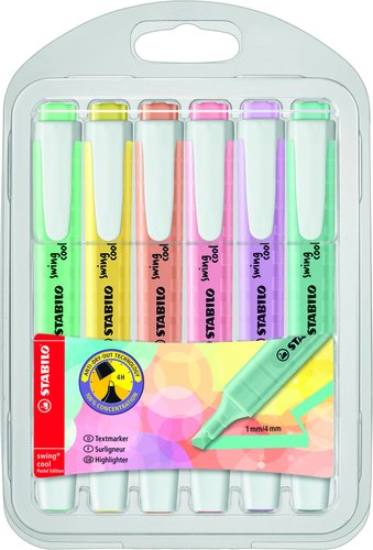 Stabilo Swing Cool Pastel Surtido de 6 Marcadores Fluorescentes