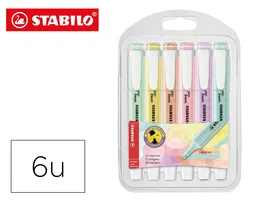 Stabilo Rotulador Fluorescente Swing Cool, Colores Pastel, Bolsa de 6 Unidades, Colores Surtidos, Trazo 2-5mm