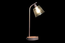 DKD Home Decor Lámpara de Sobremesa de Metal y Cristal con USB E14