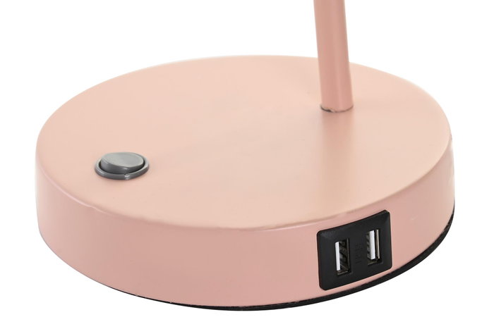 DKD Home Decor Lámpara de Sobremesa de Metal y Cristal con USB E14