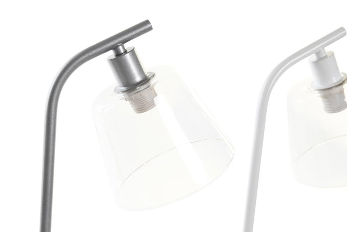 DKD Home Decor Lámpara de Sobremesa de Metal y Cristal con USB E14