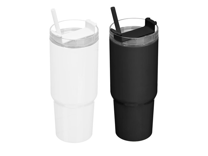 Kinvara Vaso Pajita 450 ml Surtidos Blanco Negro 8.5x21x8 cm (Set de 12)