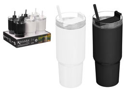 Kinvara Vaso Pajita 450 ml Surtidos Blanco Negro 8.5x21x8 cm (Set de 12)