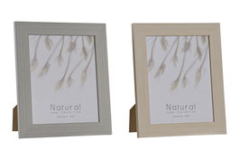 DKD Home Decor Set de 2 Marcos de Fotos Surtidos Gris y Beige 20x25 cm con Cristal