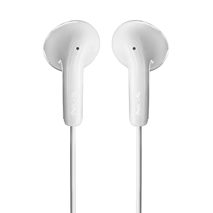 NGS Auriculares Intrauditivos Alámbricos con Micrófono, Botón Multifunción y Asistente de Voz, Conexión Jack 3.5 mm, Blanco - Modelo Cross Flip