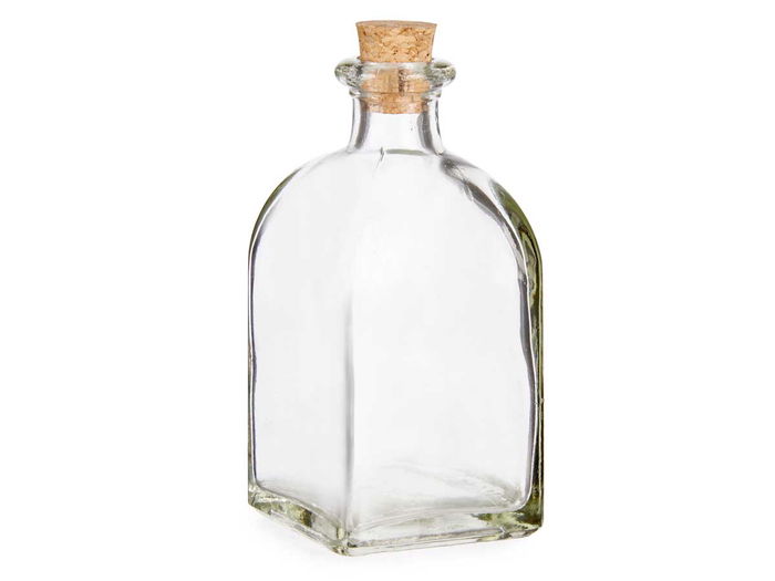 Vivalto Frasca Vidrio 125 ml con tapón de corcho, Transparente. Dimensiones 5 x 10.4 x 5 cm (Set de 48)