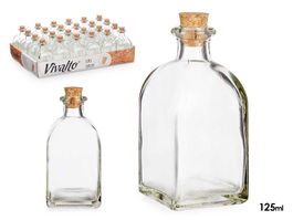 Vivalto Frasca Vidrio 125 ml con tapón de corcho, Transparente. Dimensiones 5 x 10.4 x 5 cm (Set de 48)