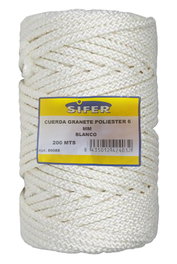 Cuerda de poliéster blanco 6 mm x 200 m