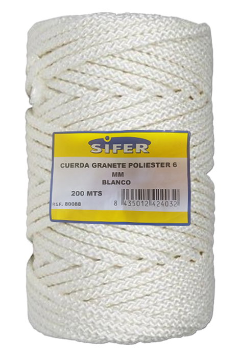 Cuerda de poliéster blanco 6 mm x 200 m Cuerda de poliéster blanco 6 mm x 200 m