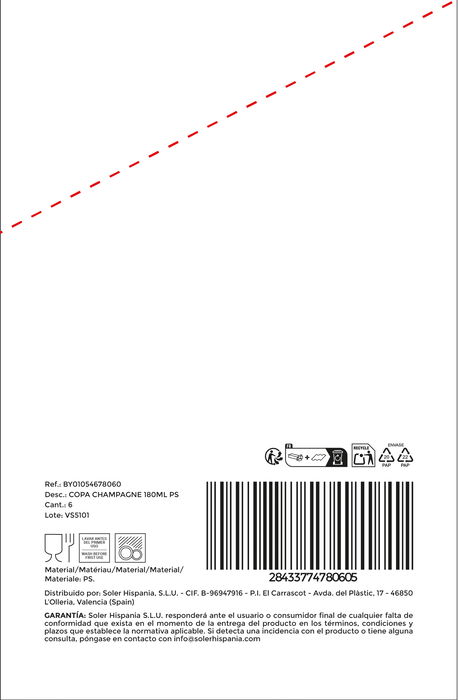 Inde Copa Champagne 180 ml Ps La Mediterranea Alto 23.2 cm (12 Unidades)