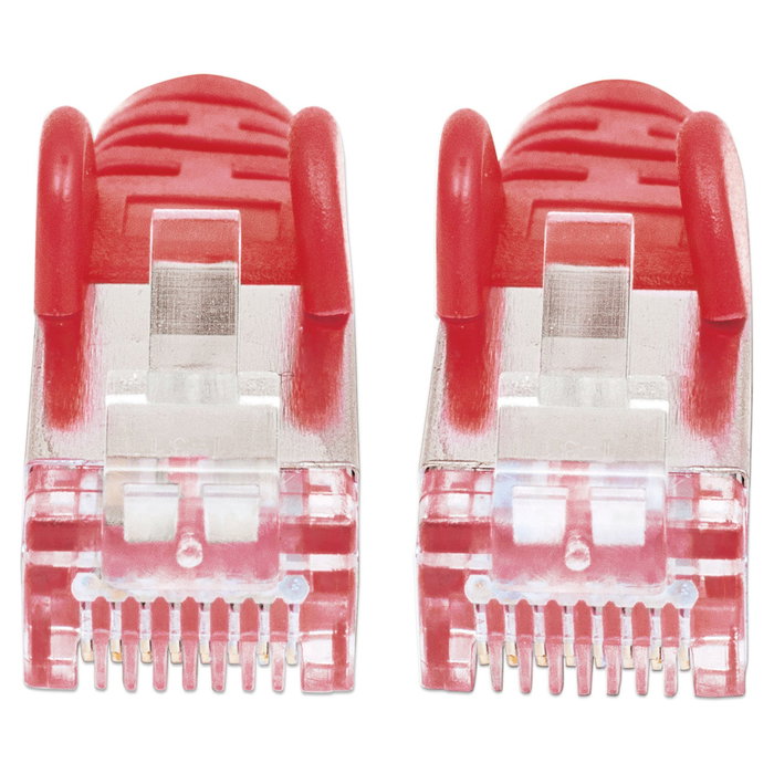 Intellinet Cable de Red Patch Cord Cat6A Cobre S/FTP LSZH 0.5m Rojo - Cable LAN RJ45 Macho, 10 Gbit/s, 500 MHz, Blindeado, Contactos Dorados