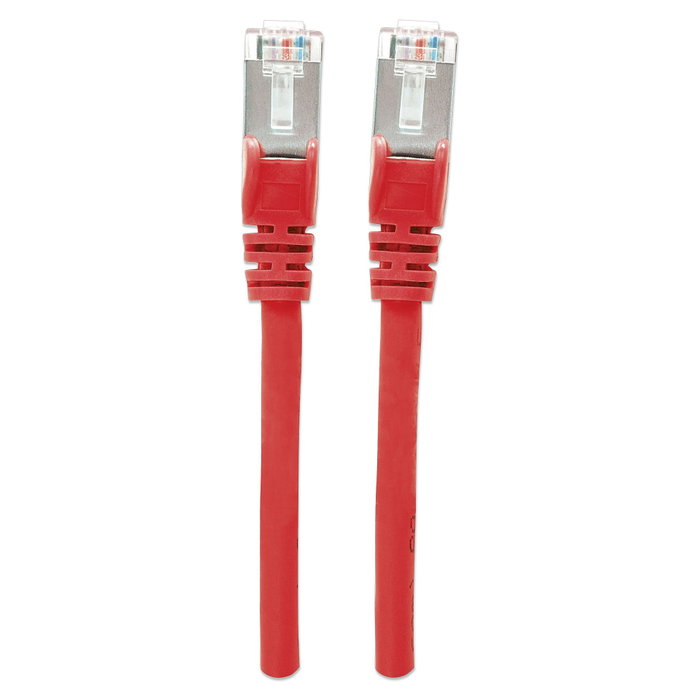 Intellinet Cable de Red Patch Cord Cat6A Cobre S/FTP LSZH 0.5m Rojo - Cable LAN RJ45 Macho, 10 Gbit/s, 500 MHz, Blindeado, Contactos Dorados