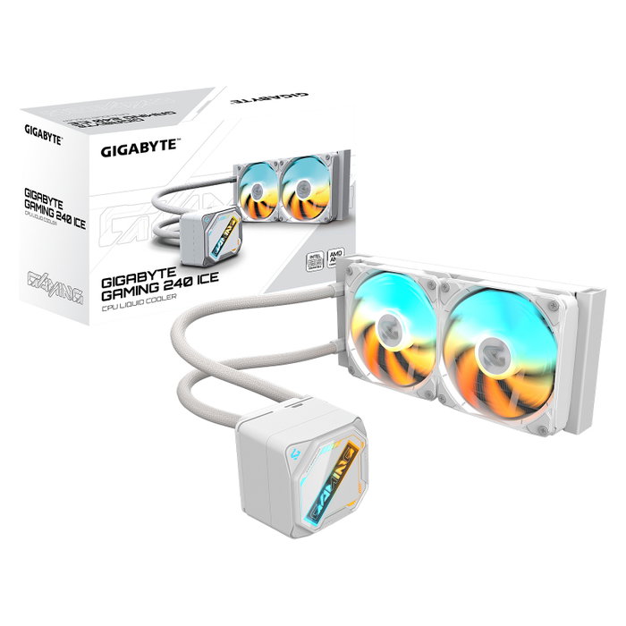 Gigabyte GAMING 240 ICE Refrigeración Líquida Blanca con 2 Ventiladores ARGB de 120 mm