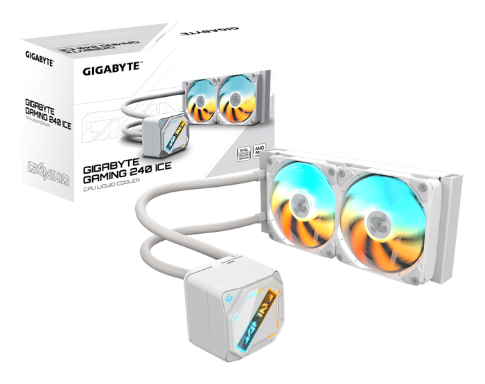 Gigabyte GAMING 240 ICE Refrigeración Líquida Blanca con 2 Ventiladores ARGB de 120 mm