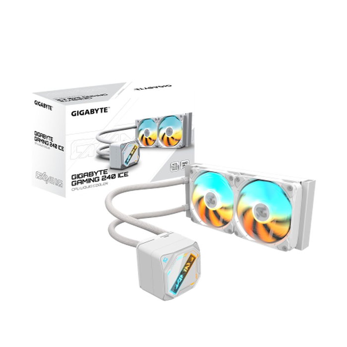 Gigabyte GAMING 240 ICE Refrigeración Líquida Blanca con 2 Ventiladores ARGB de 120 mm