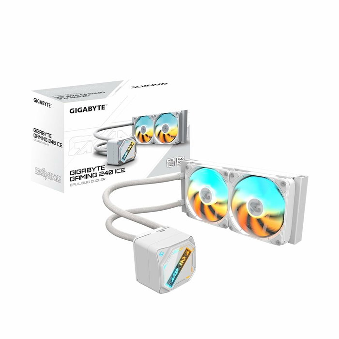 Gigabyte GAMING 240 ICE Refrigeración Líquida Blanca con 2 Ventiladores ARGB de 120 mm