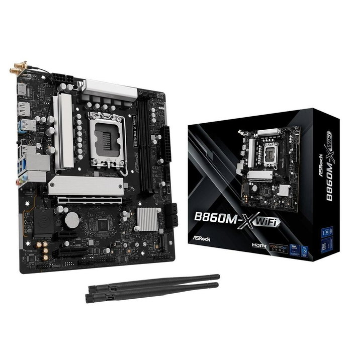 ASRock B860M-X WiFi micro ATX Intel LGA 1851 DDR5 128GB Wi-Fi 6E ASRock B860M-X WiFi micro ATX Intel LGA 1851 DDR5 128GB Wi-Fi 6E
