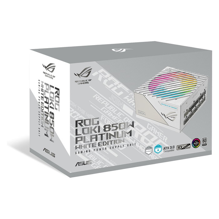 ASUS ROG Loki SFX-L 850W Fuente de Alimentación ATX/SFX-L 80 Plus Platinum, Color Blanco, RGB, Totalmente Modular, para PC Gaming