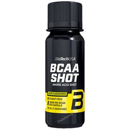 BIOTECHUSA BCAA Shot Sabor Lima, Bebida Energética con Aminoácidos Ramificados, 20 Botellas de 60 ml