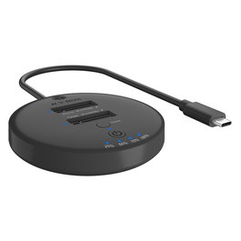 ICY BOX IB-1612MCL-C31 Estación de Acoplamiento y Clonación para 2x M.2 NVMe SSD, USB 3.2 Gen 2 Type-C 10 Gbit/s, Negro