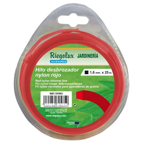 Riegolux Hilo de Desbrozadora de Nylon Cuadrado 1,6 mm x 25 m Riegolux Hilo de Desbrozadora de Nylon Cuadrado 1,6 mm x 25 m