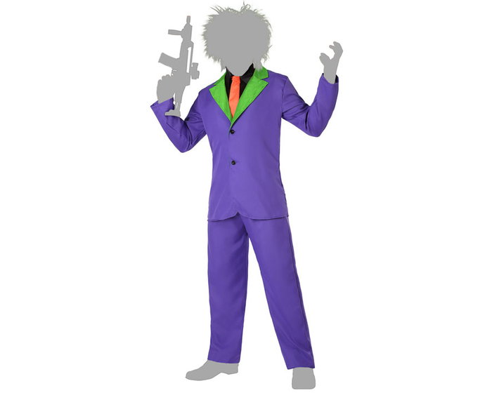 Disfraz Payaso Malvado Halloween Hombre Adulto Violeta y Verde M-L