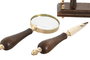 DKD Home Decor Set de 2 Lupas de Mano para Escritorio con Mango de Mango y Latón