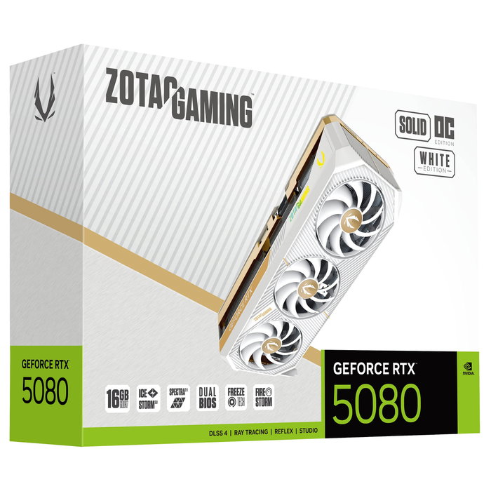 Zotac GAMING GeForce RTX 5080 SOLID OC 16 GB GDDR7 Blanco Zotac GAMING GeForce RTX 5080 SOLID OC 16 GB GDDR7 Blanco