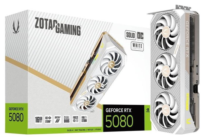 Zotac GAMING GeForce RTX 5080 SOLID OC 16 GB GDDR7 Blanco Zotac GAMING GeForce RTX 5080 SOLID OC 16 GB GDDR7 Blanco