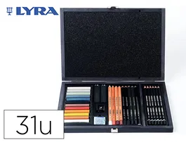 Lyra Set Dibujo Estuche Madera con 31 Piezas Surtidas