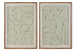 DKD Home Decor Cuadro Cristal Abstracto Beige Surtido de 2 Unidades