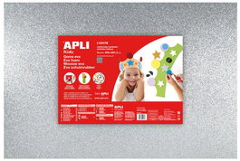 APLI Goma EVA con Purpurina Plata 40x60 cm Paquete de 3