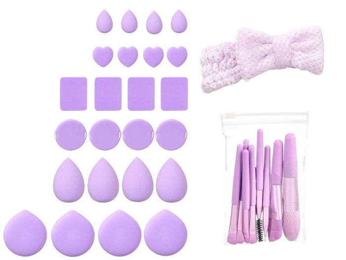 BERILO Set Neceser Maquillaje 33 Pzs Surt Morado + Rosa
