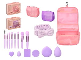 BERILO Set Neceser Maquillaje 33 Pzs Surt Morado + Rosa