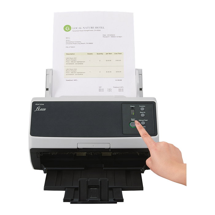 Ricoh Document Scanner fi-8150 - 50 ppm ADF Duplex, USB 3.2, LAN, 600 x 600 DPI, Escáner de Alimentador Automático para A4