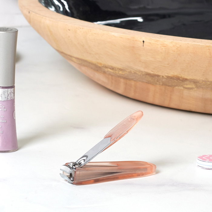 Cosmetic Club Cortaúñas con Depósito de Acero y Plástico en Colores Surtidos, Longitud 6.5 cm