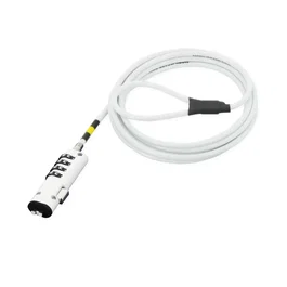 Mobilis 001330 Cable de Seguridad Antirrobo para Portátil, Acero, Blanco, Longitud 1.8 metros