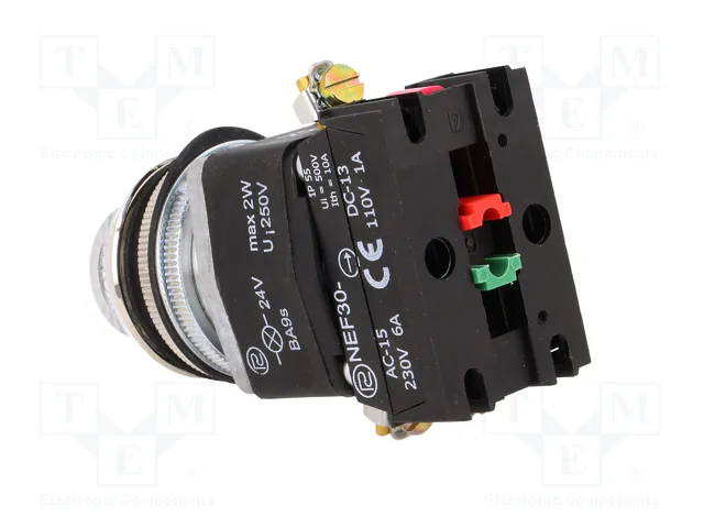PROMET Interruptor de presión NEF30 30mm 24V Blanco NC + NA PROMET Interruptor de presión NEF30 30mm 24V Blanco NC + NA
