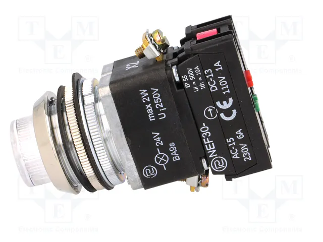 PROMET Interruptor de presión NEF30 30mm 24V Blanco NC + NA PROMET Interruptor de presión NEF30 30mm 24V Blanco NC + NA