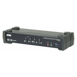 ATEN CS1924M KVM Switch DisplayPort 4K MST, 4 Puertos USB 3.0, Control para 4 Ordenadores, 4096x2160@60Hz, Incluye Cables