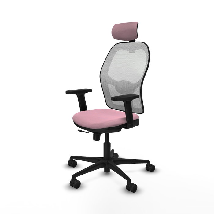 PIQUERAS Y CRESPO Silla de oficina Jorquera Rosa y Blanco con mecanismo Sincro/Traslack