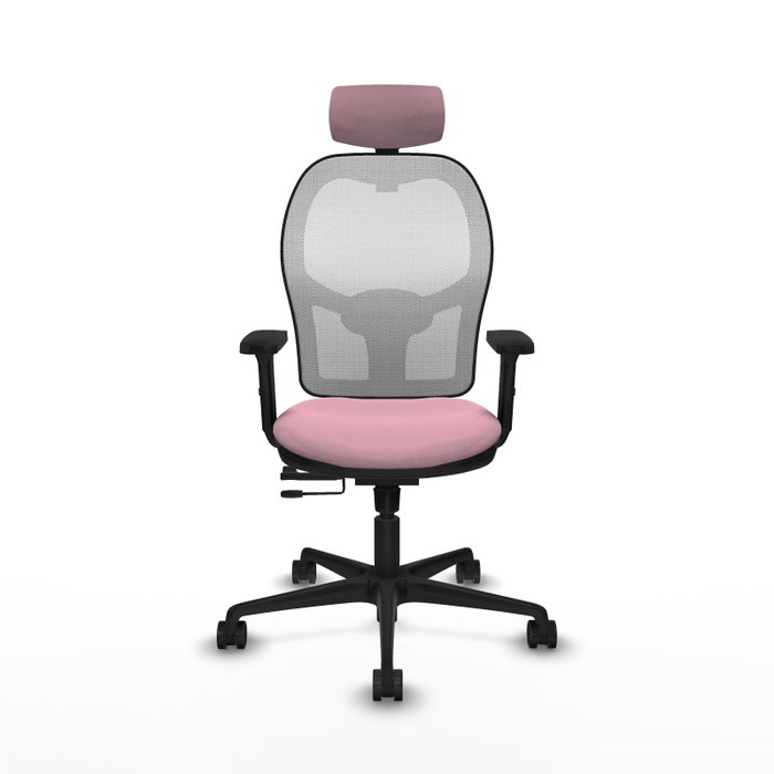 PIQUERAS Y CRESPO Silla de oficina Jorquera Rosa y Blanco con mecanismo Sincro/Traslack