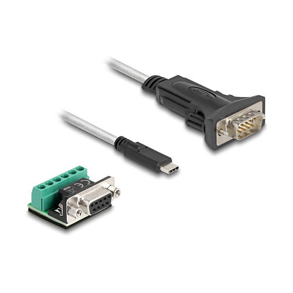 DeLOCK Adaptador USB 2.0 Tipo-C™ a RS-422/485 con bloque de terminales de 6 pines, 2 m